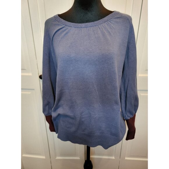 Boden Sweaters - Boden Blue/Burgundy Linen Blend Tie Sweater 3/4 Sleeves L Twee Cottage Retro